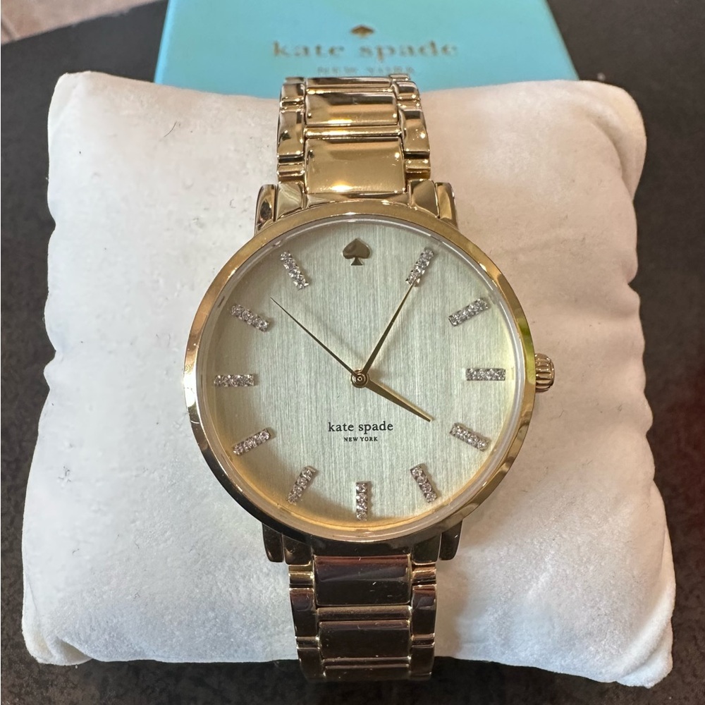 Kate Spade Gramercy Grand Gold Watch with Crystal Accents